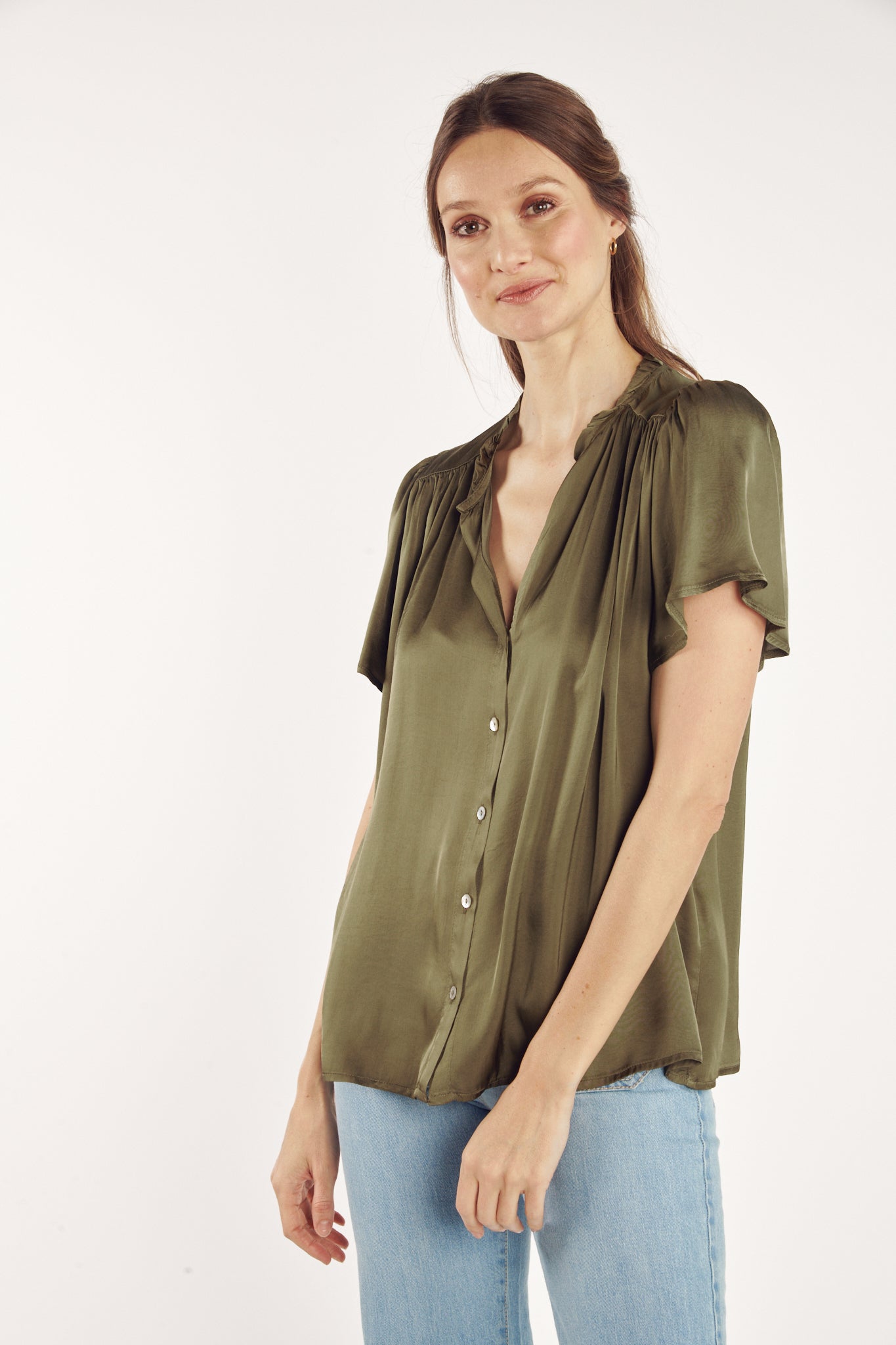 CHEMISE COL PLISSÉ ANNABELLE KAKI