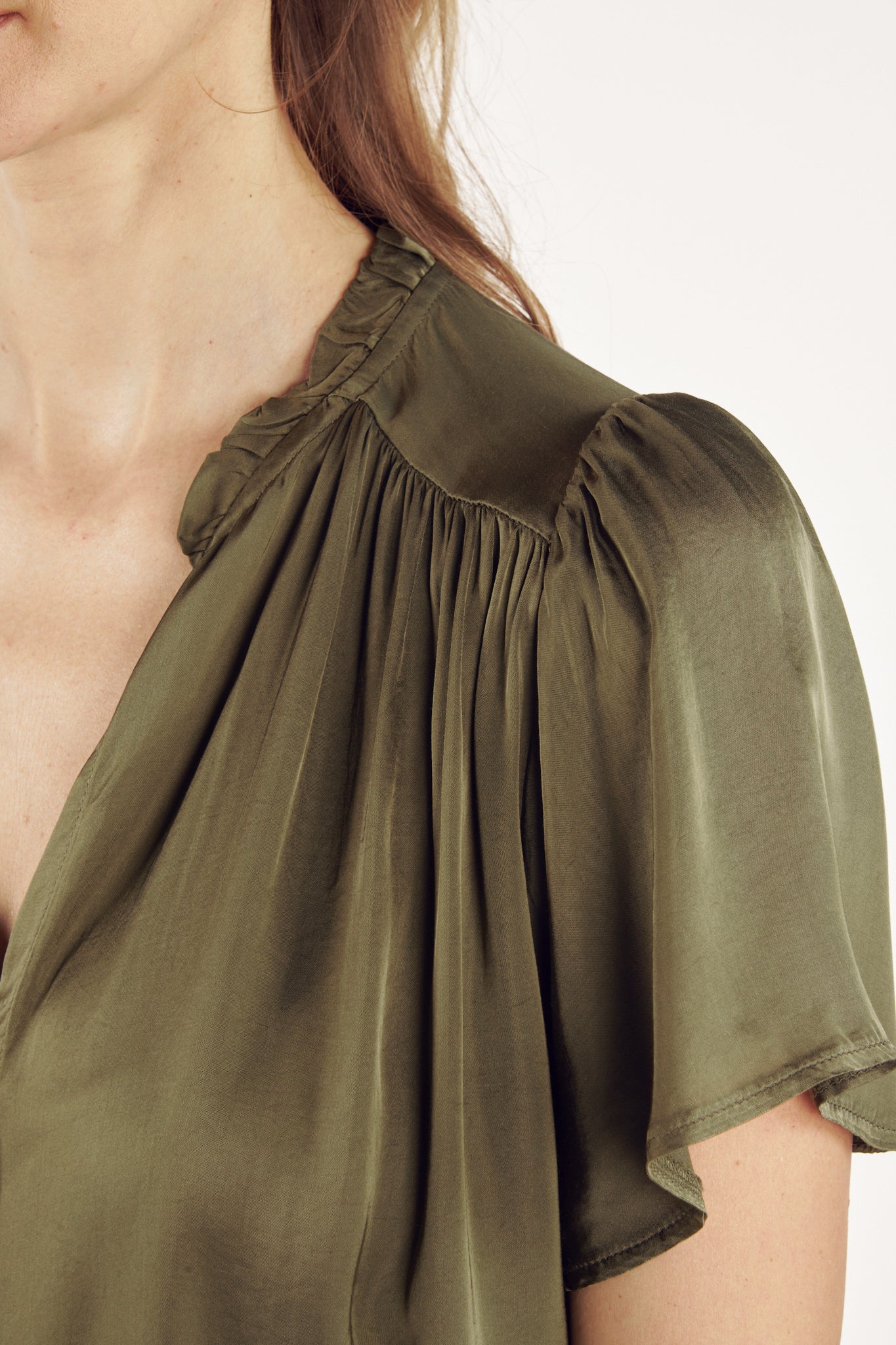 CHEMISE COL PLISSÉ ANNABELLE KAKI