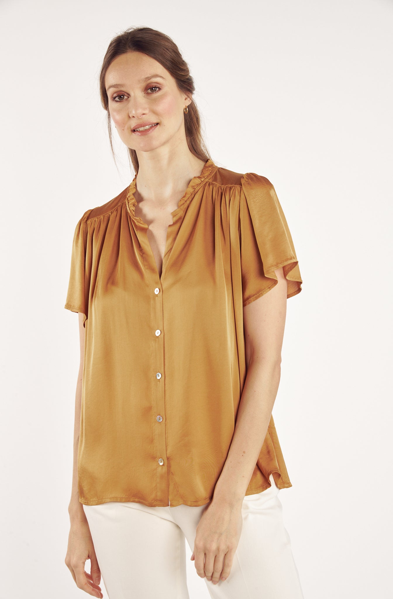 CHEMISE COL PLISSÉ ANNABELLE MIEL
