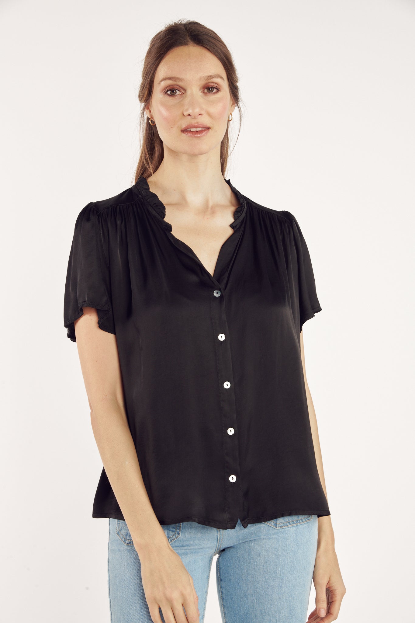 CHEMISE COL PLISSÉ ANNABELLE NOIR