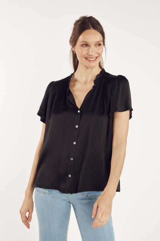 CHEMISE COL PLISSÉ ANNABELLE NOIR