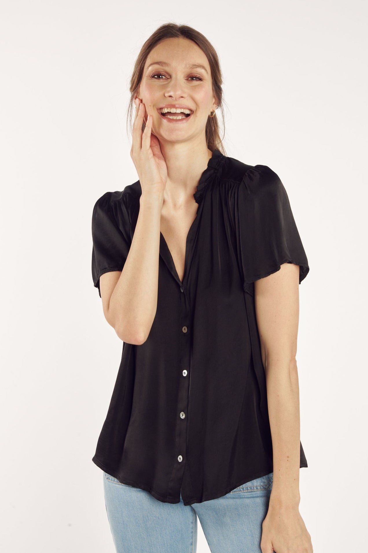 CHEMISE COL PLISSÉ ANNABELLE NOIR