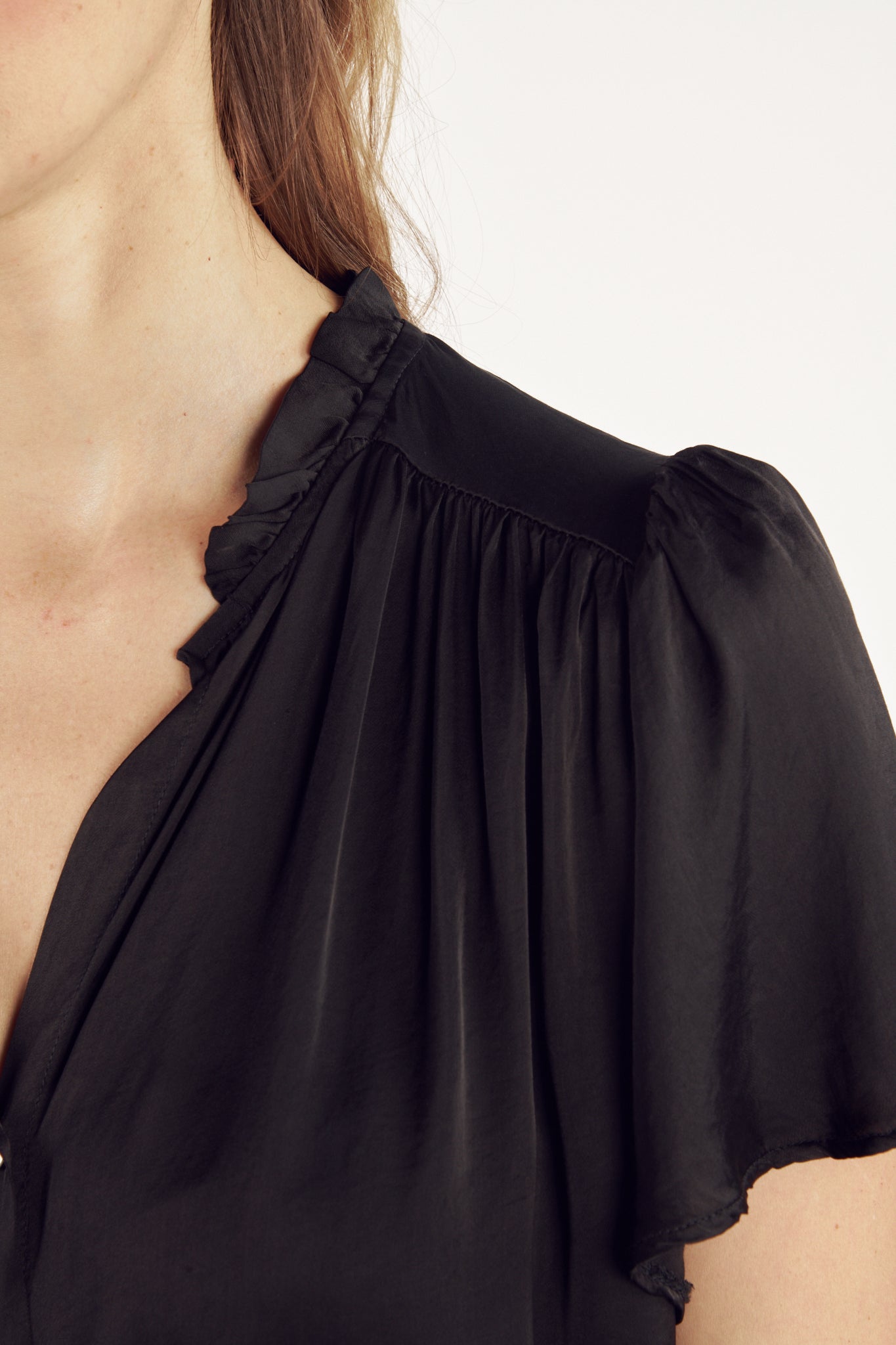 CHEMISE COL PLISSÉ ANNABELLE NOIR