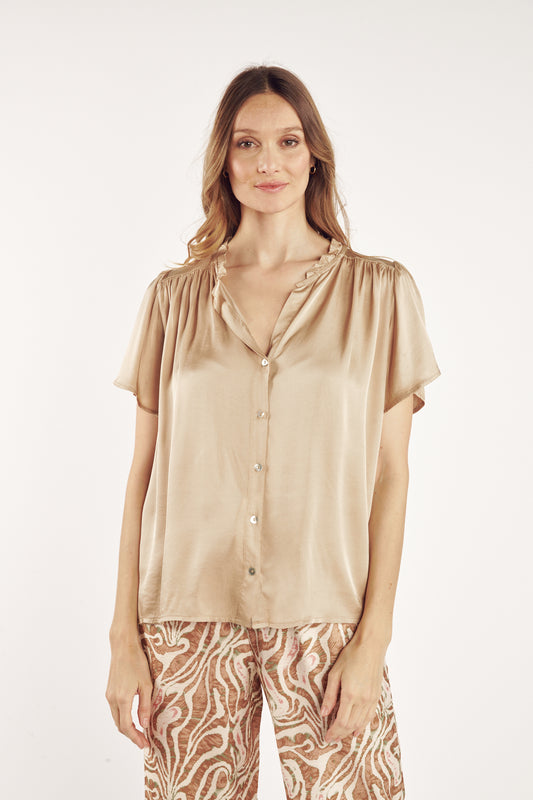 CHEMISE COL PLISSÉ ANNABELLE SABLE
