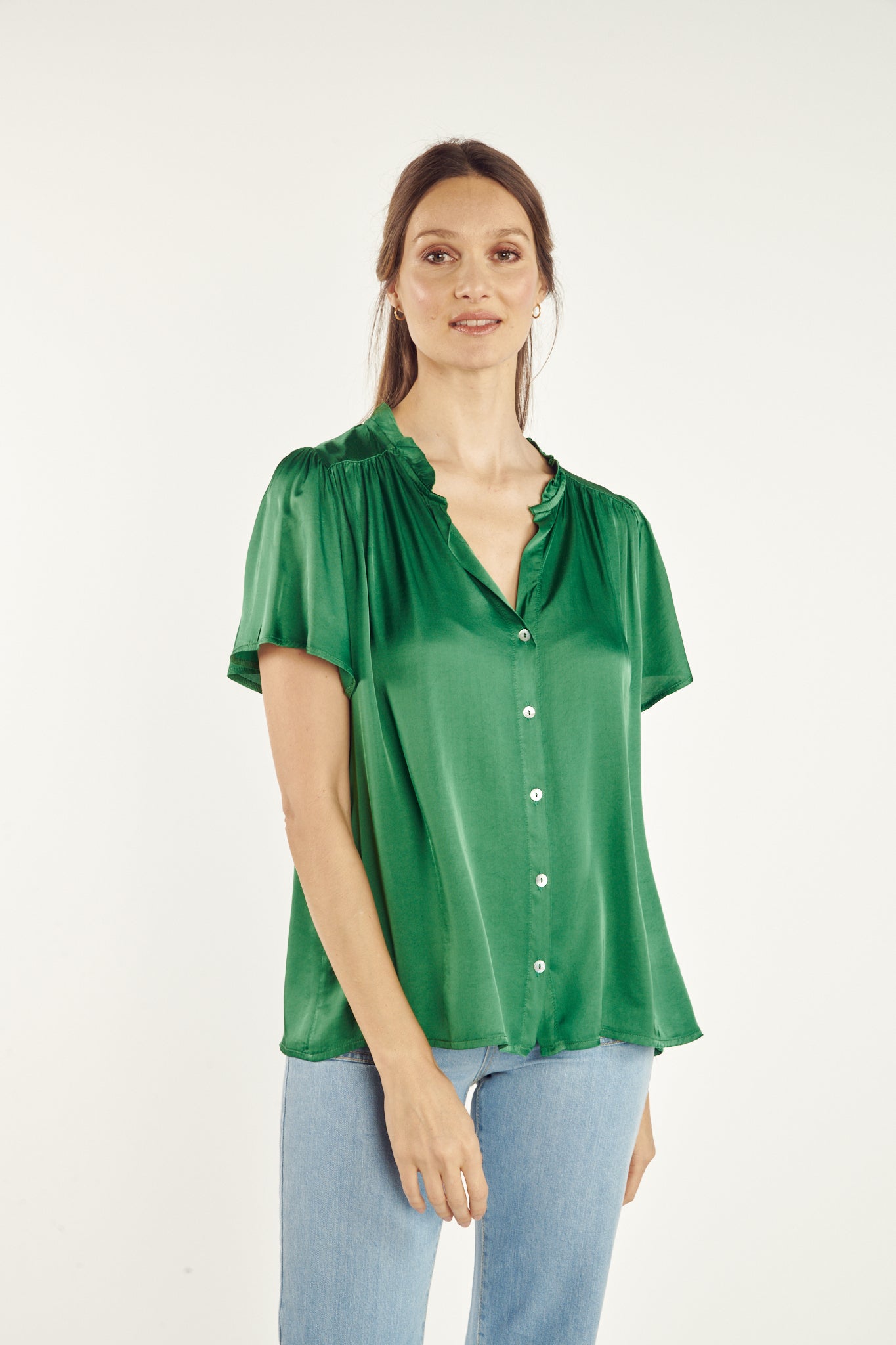 CHEMISE COL PLISSÉ ANNABELLE VERT