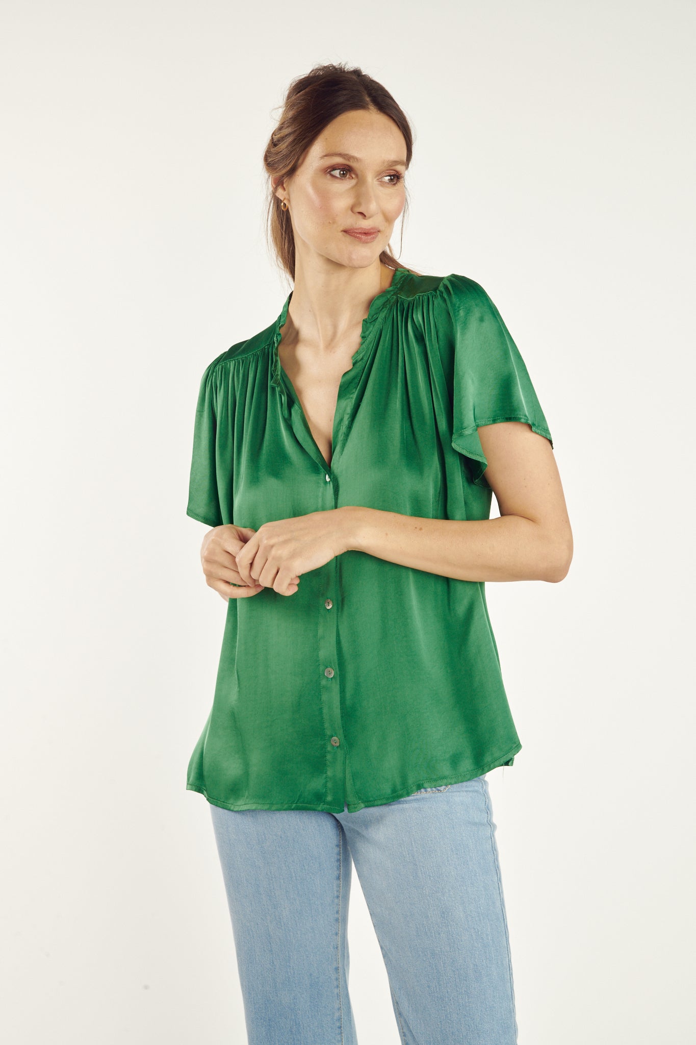 CHEMISE COL PLISSÉ ANNABELLE VERT