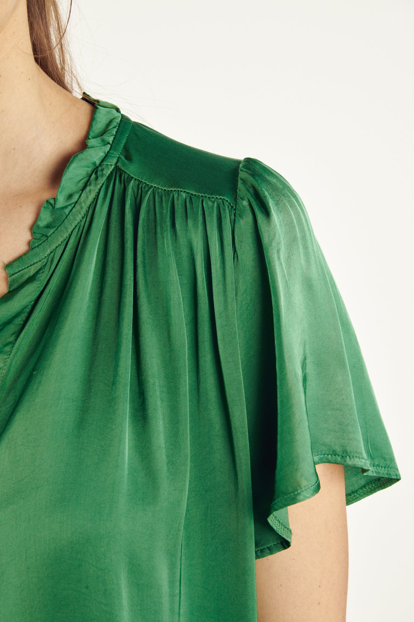 CHEMISE COL PLISSÉ ANNABELLE VERT