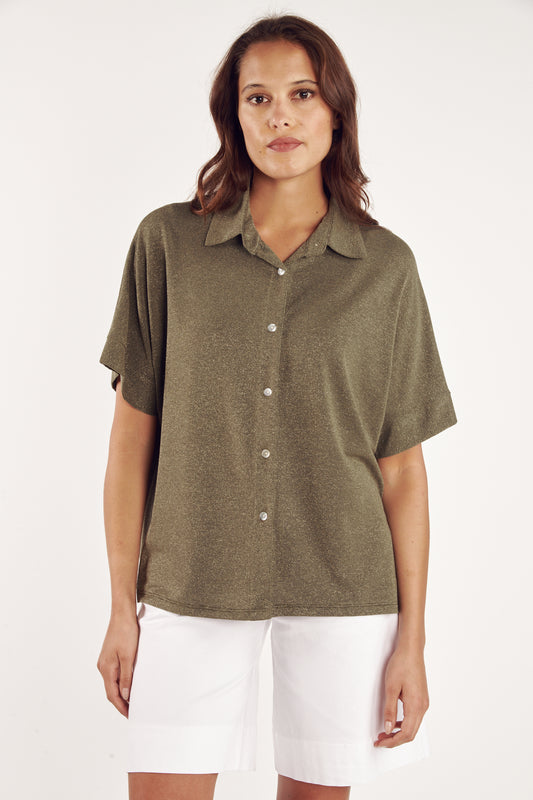 CHEMISE OVER LUREX BARTHOLOMÉ KAKI