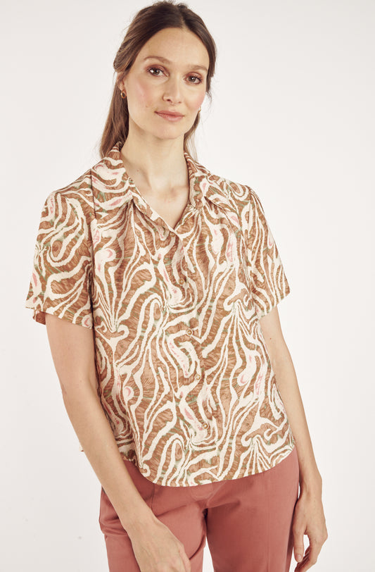 CHEMISE CLAUDE IMPRIMÉ FAUVE MARRON