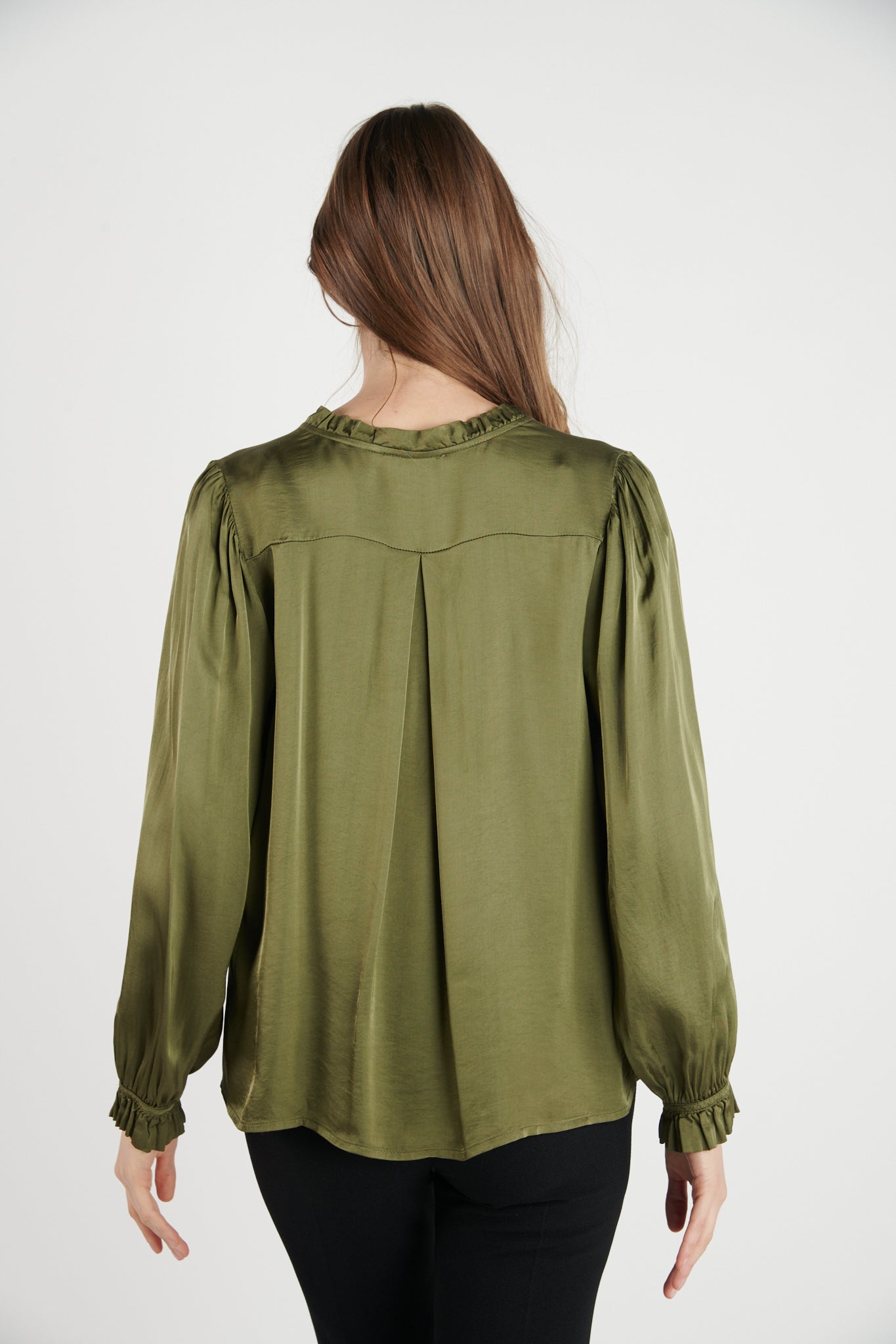 CHEMISE COL PLISSÉ FLORA KAKI