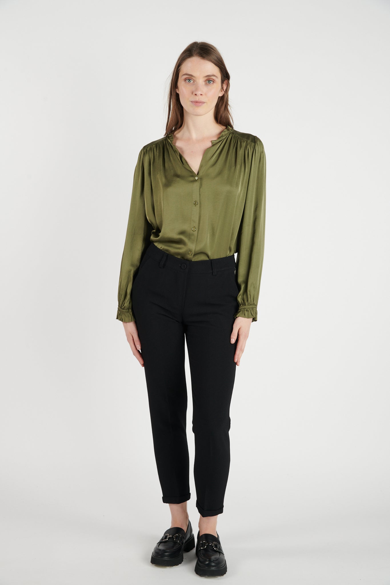 CHEMISE COL PLISSÉ FLORA KAKI