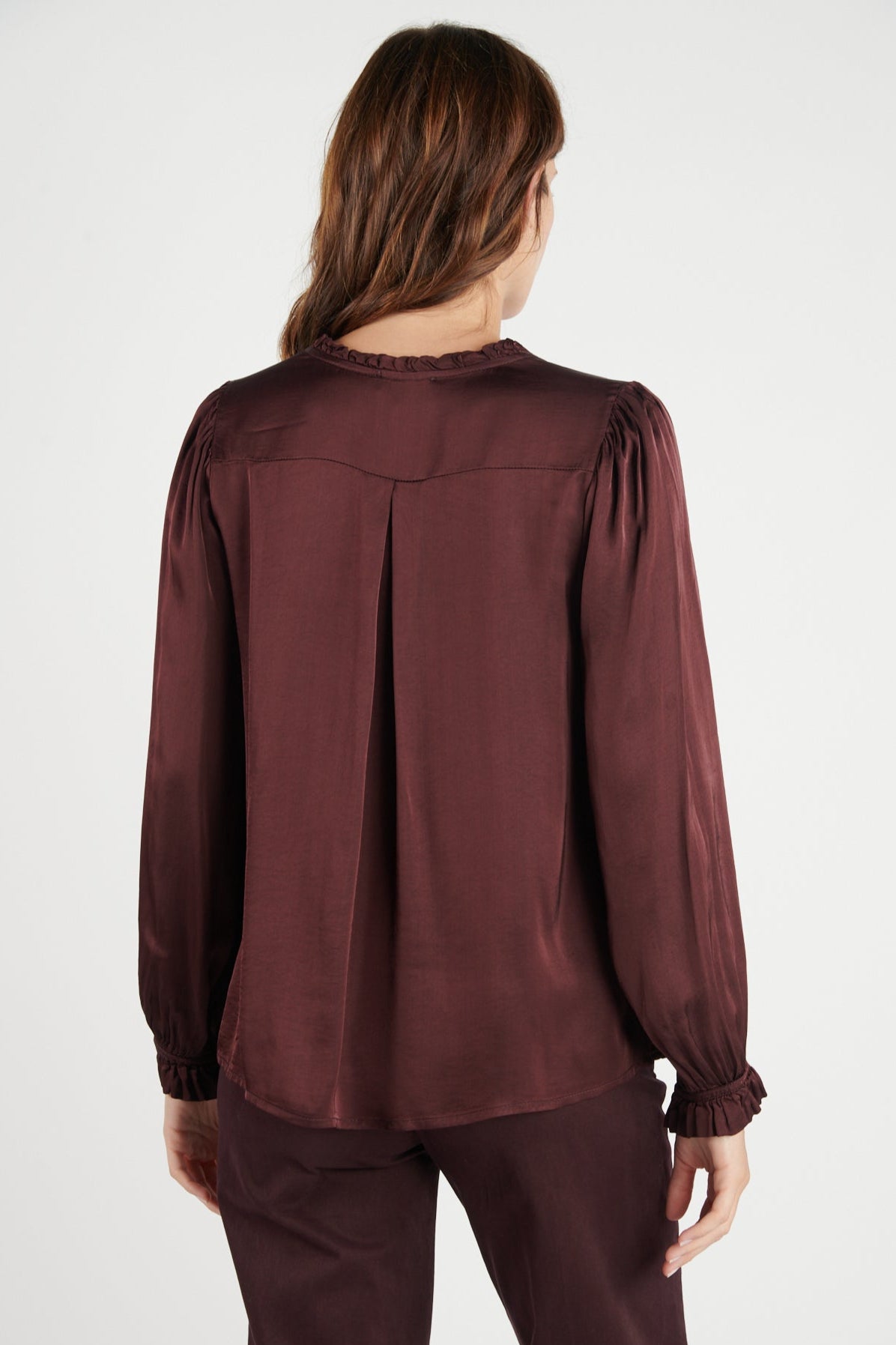 CHEMISE COL PLISSÉ FLORA PRUNE