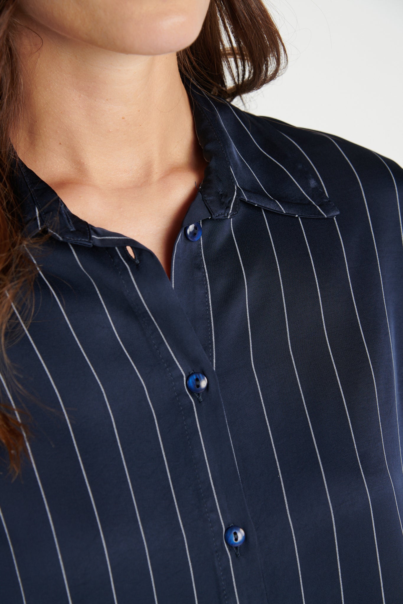 CHEMISE FLUIDE DYA RAYURES MARINE FONCE