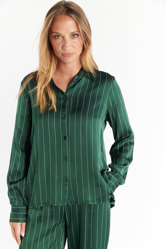 CHEMISE FLUIDE DYA RAYURES VERT PIN