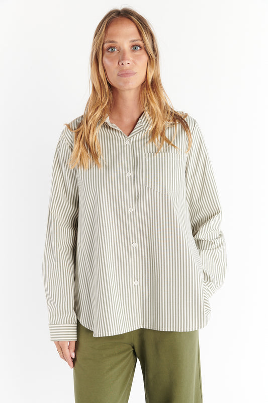 CHEMISE ÉVASÉE DJENNA RAYURES KAKI