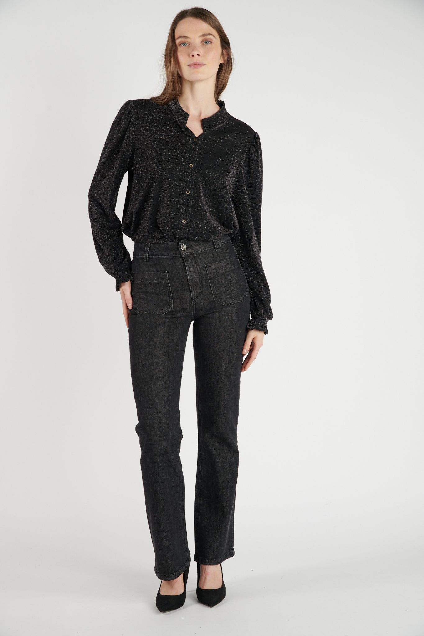 CHEMISE PAILLETTE DALILA NOIR