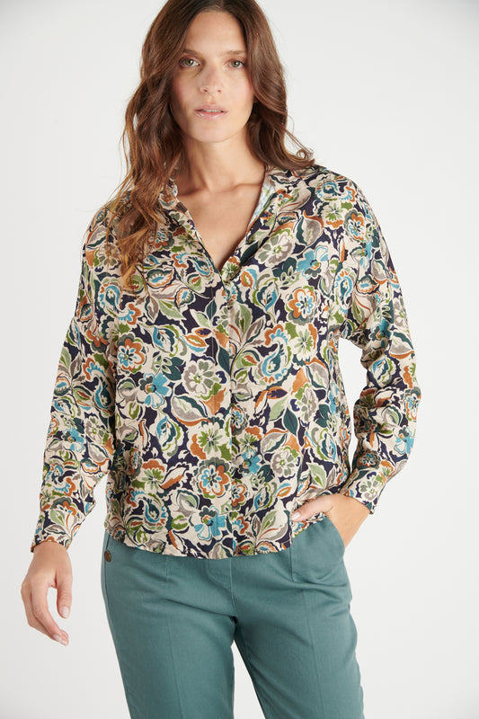 CHEMISE DAKOTA IMPRIMÉE MARINE FLOWER