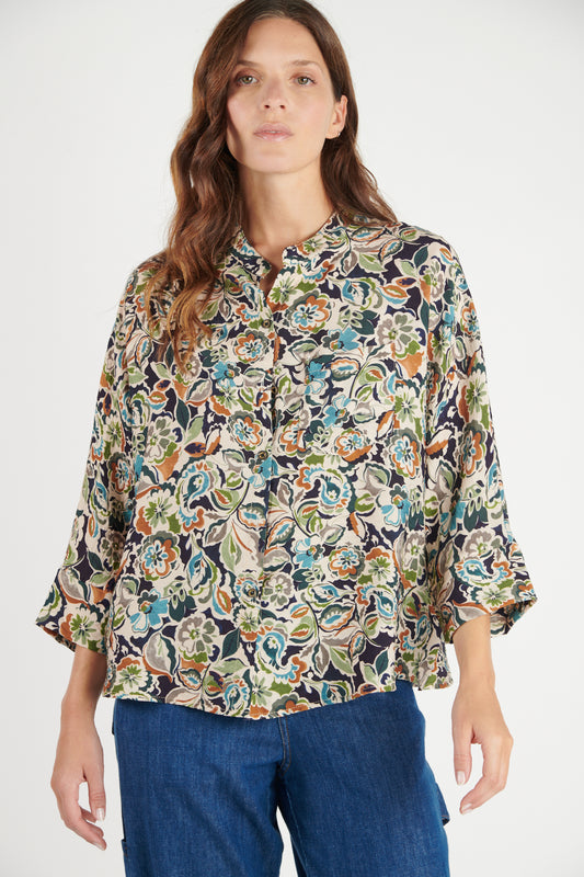 CHEMISE OVERSIZE IMPRIMÉE MARINE FLOWER DÉLIA