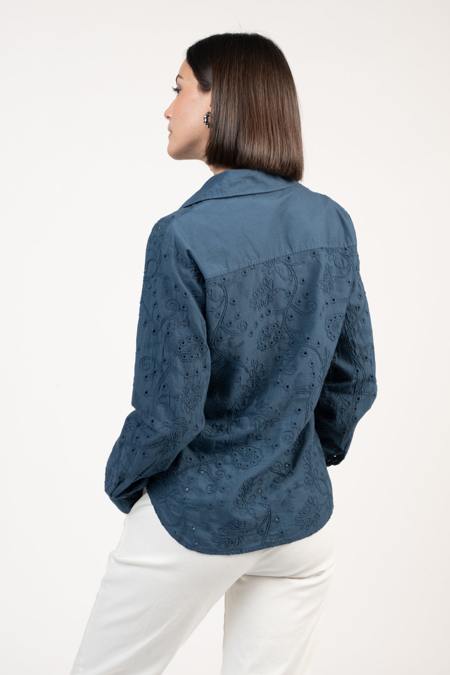 CHEMISE BRODÉE EDWIGE BLEUE