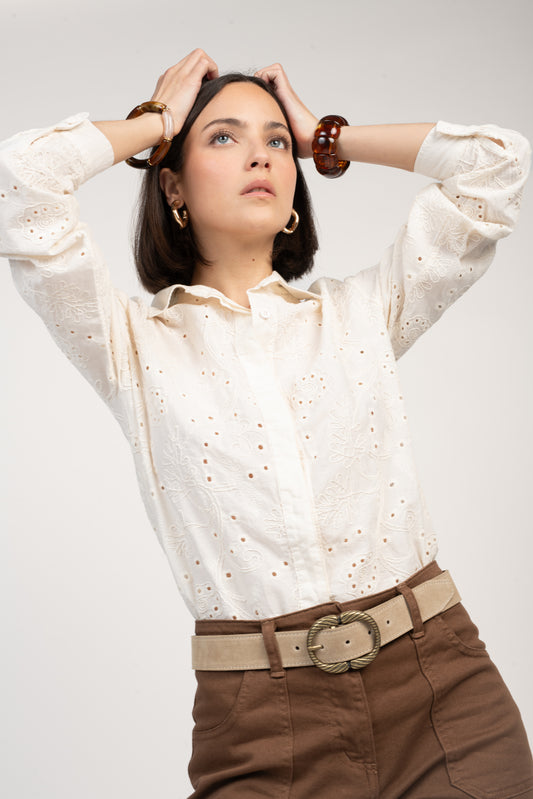CHEMISE BRODÉE EDWIGE ÉCRUE
