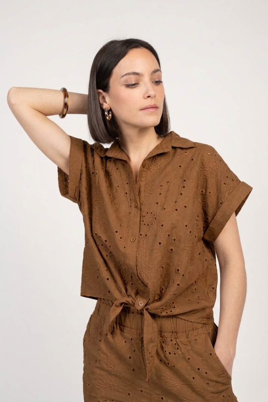 CHEMISE BRODÉE FRANCK MARRON