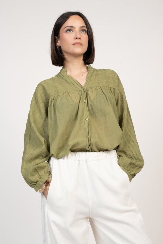 CHEMISE EN VOILE DE COTON FRANÇOISE VERT