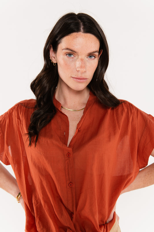 CHEMISIER EN VOILE DE COTON ÉMELINE PAPRIKA