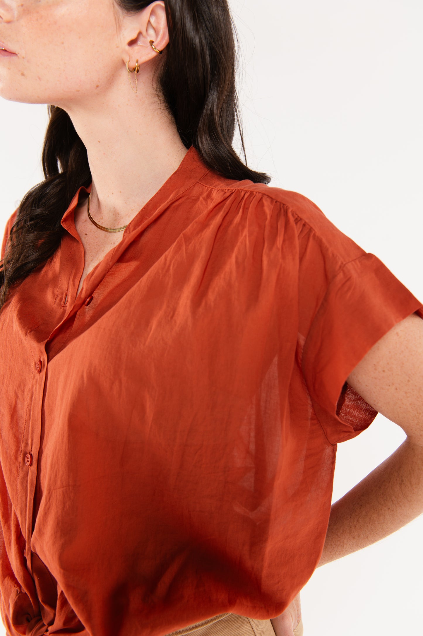 CHEMISIER EN VOILE DE COTON ÉMELINE PAPRIKA