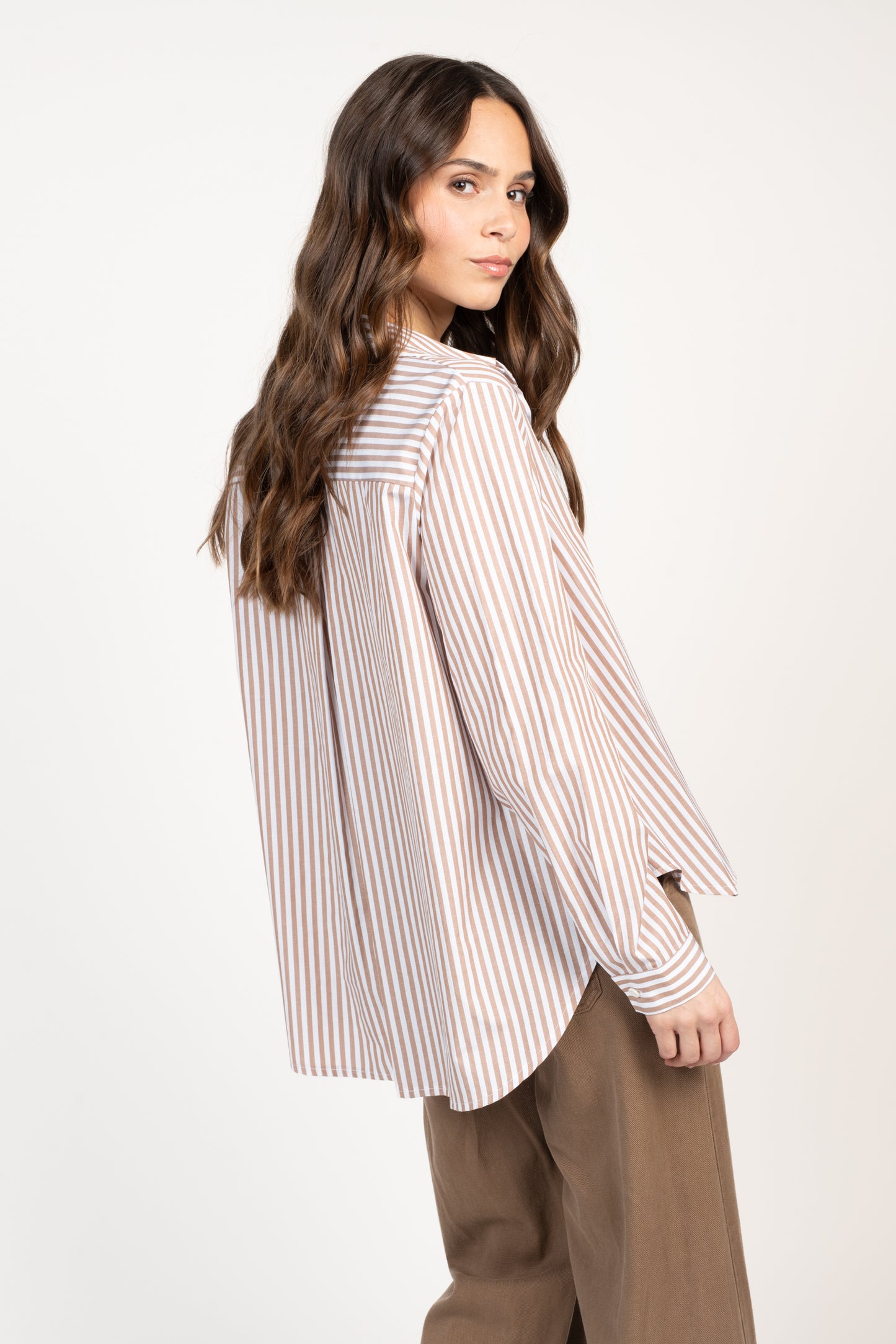 CHEMISE OVERSIZE RAYÉE MARRON ÉRICA