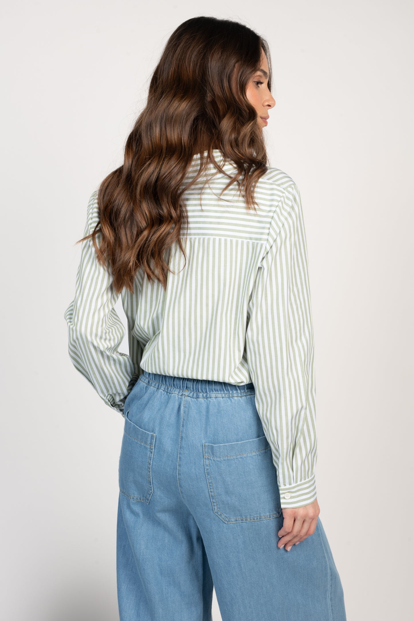 CHEMISE OVERSIZE RAYÉE ÉRICA VERTE
