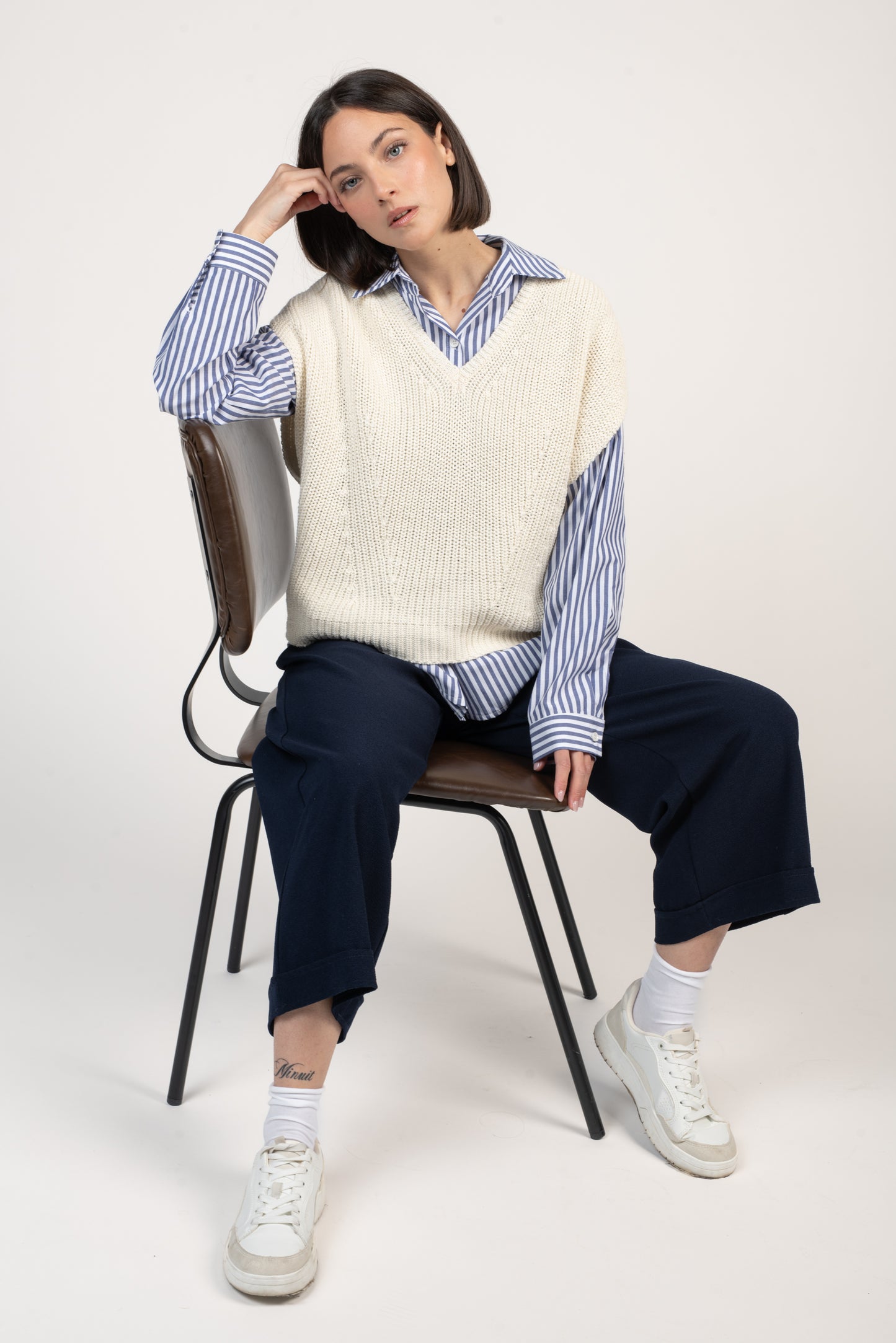 PANTALON 7/8ÈME ÉVASÉ EVA MARINE