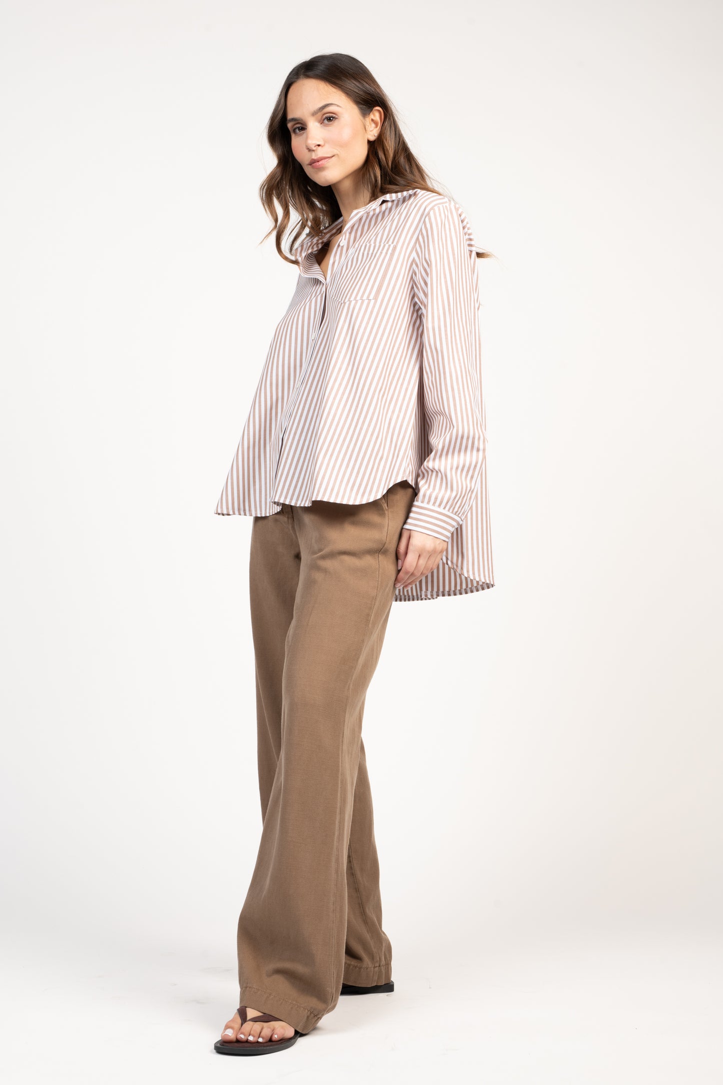 CHEMISE OVERSIZE RAYÉE MARRON ÉRICA