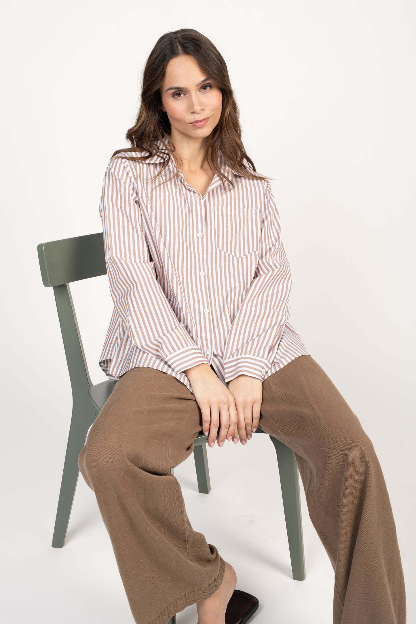 CHEMISE OVERSIZE RAYÉE MARRON ÉRICA