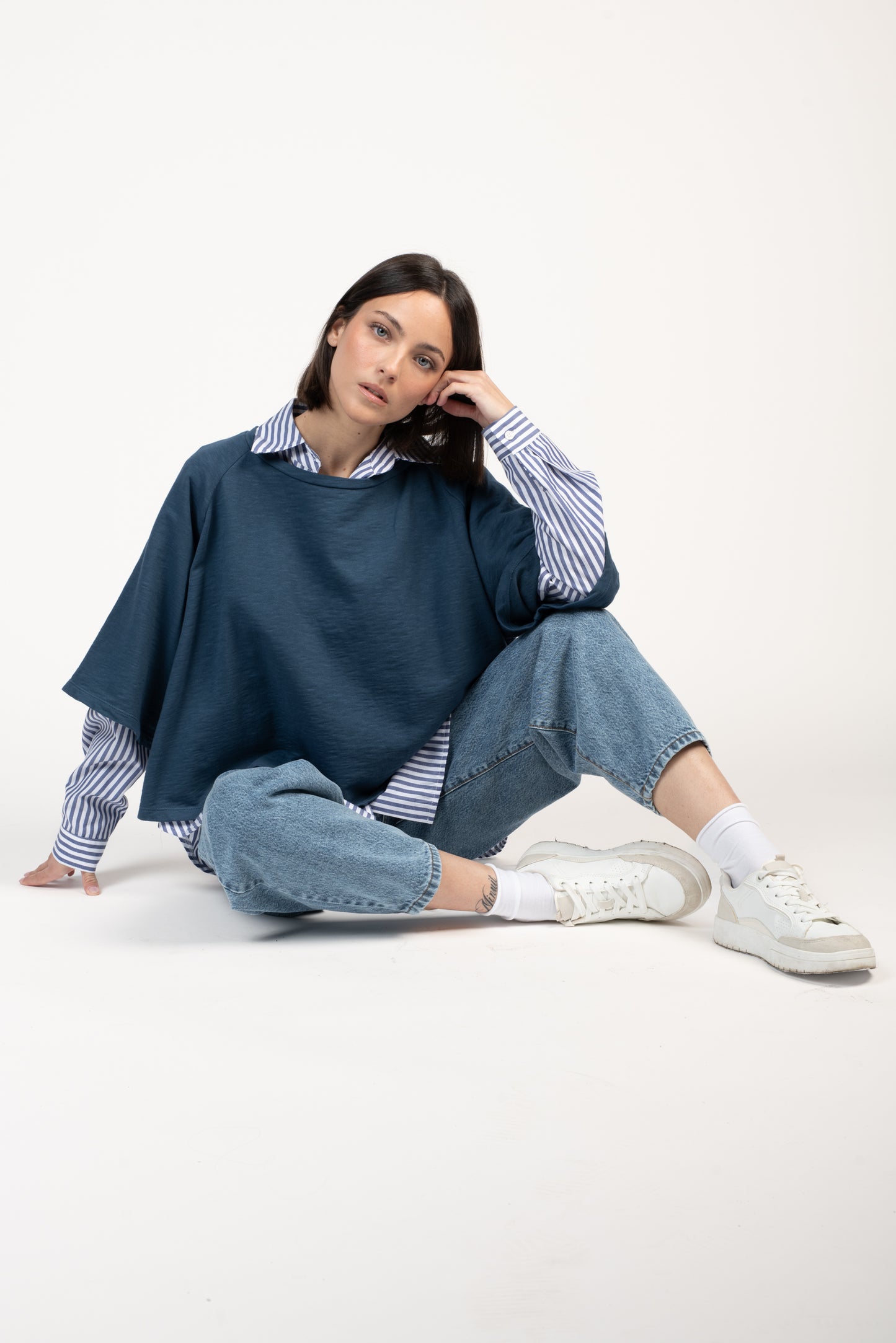 TOP AMPLE COTON BIO ESTELLE BLEU