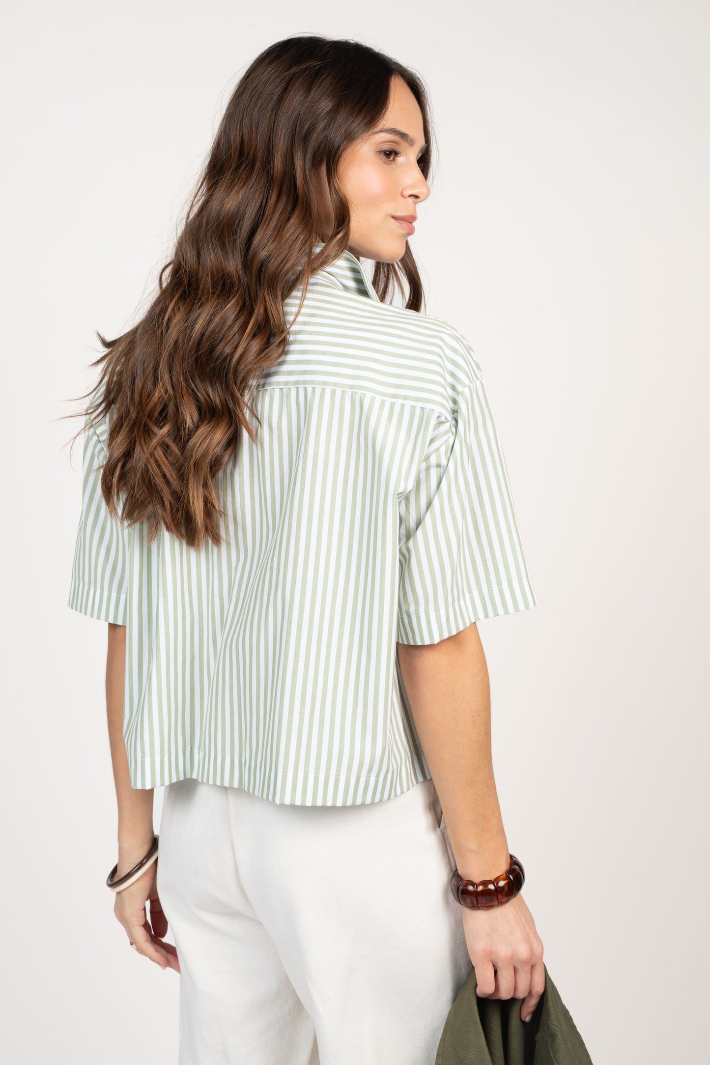 CHEMISE À RAYURES FLORIANE VERTE