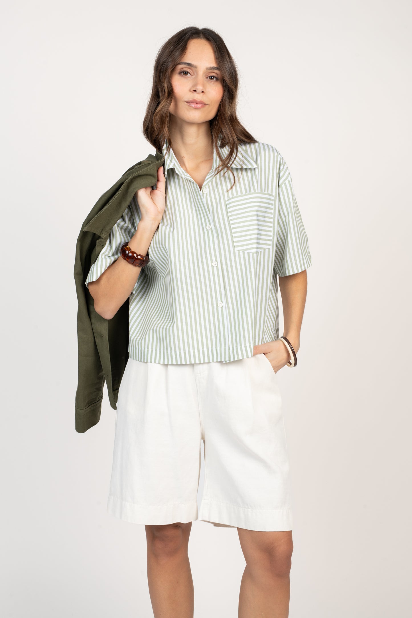 CHEMISE À RAYURES FLORIANE VERTE