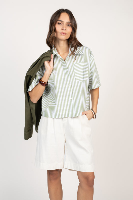 CHEMISE À RAYURES FLORIANE VERTE