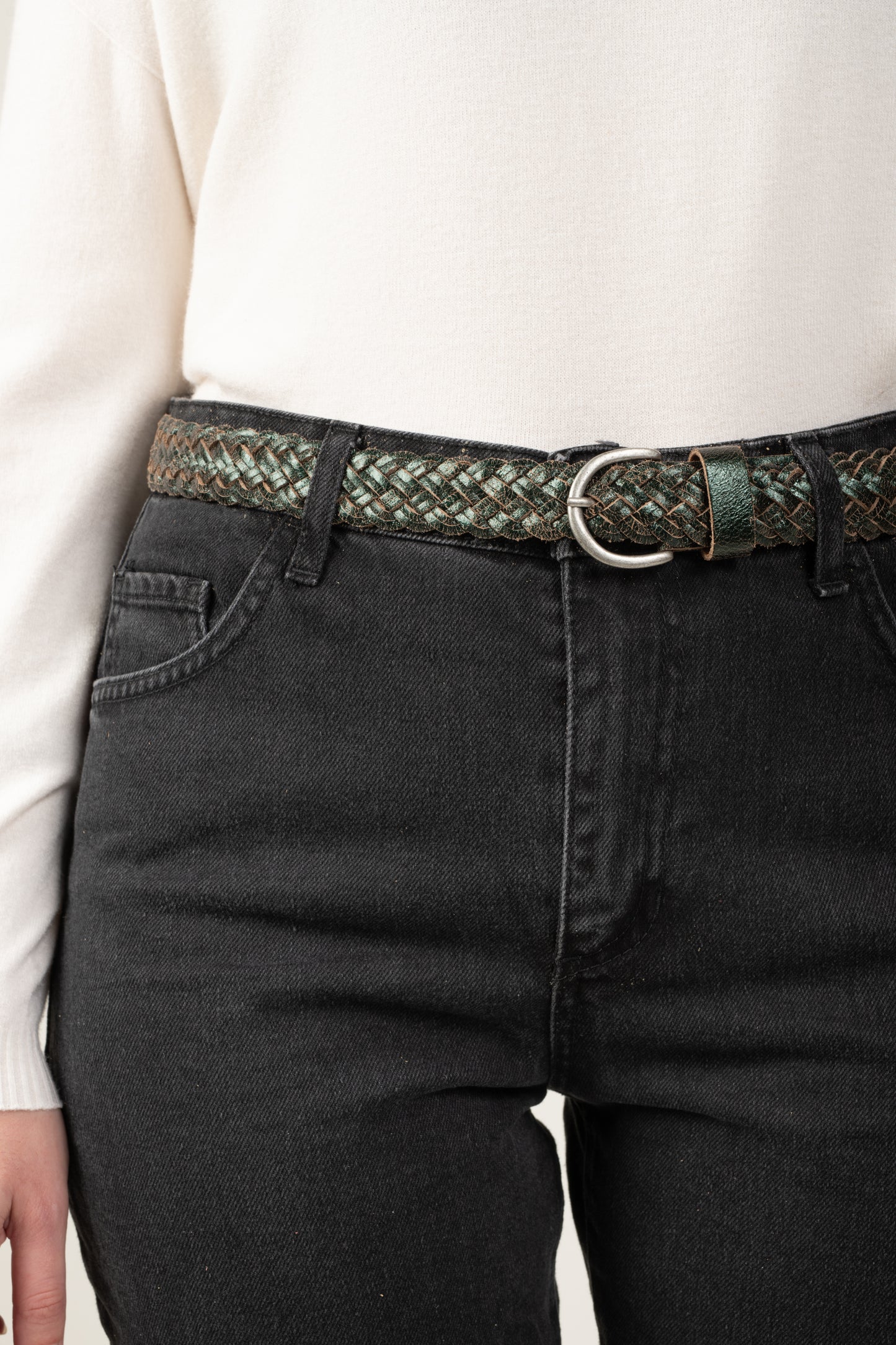 MANON BRILLANT FIR WIDE BRAIDED BELT