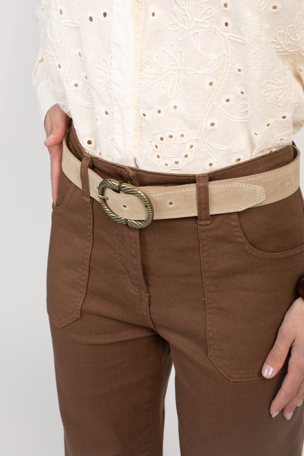 CEINTURE DAIM BOUCLE FANTAISIE UNITE - SABLE