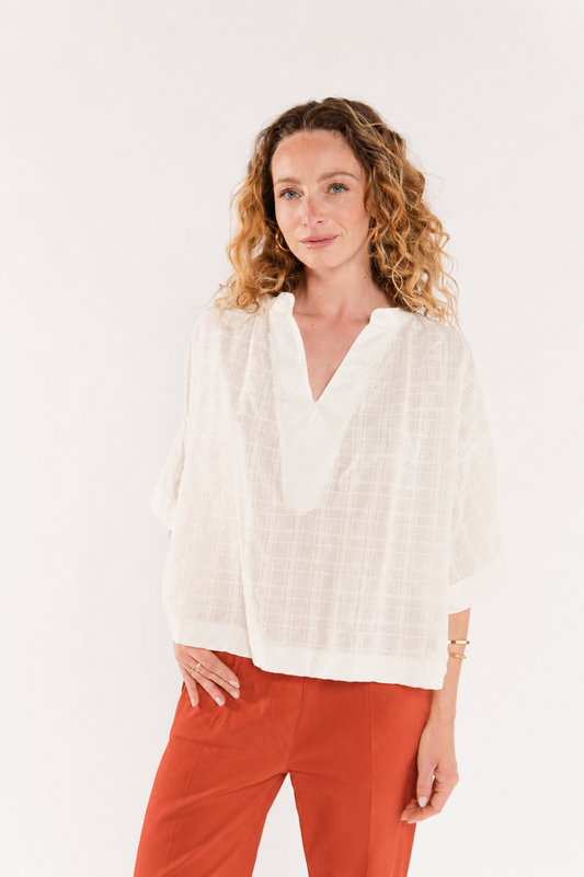 BLOUSE EN VOILE DE COTON ÉLARA ÉCRU