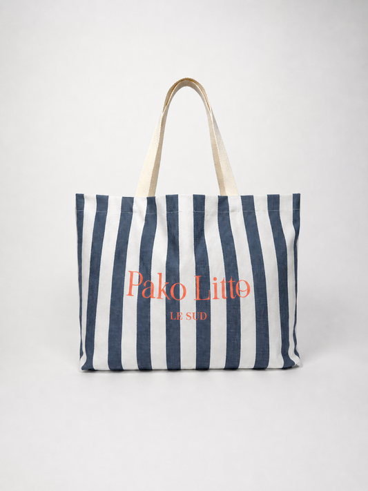 TOTE BAG À RAYURES MARINE