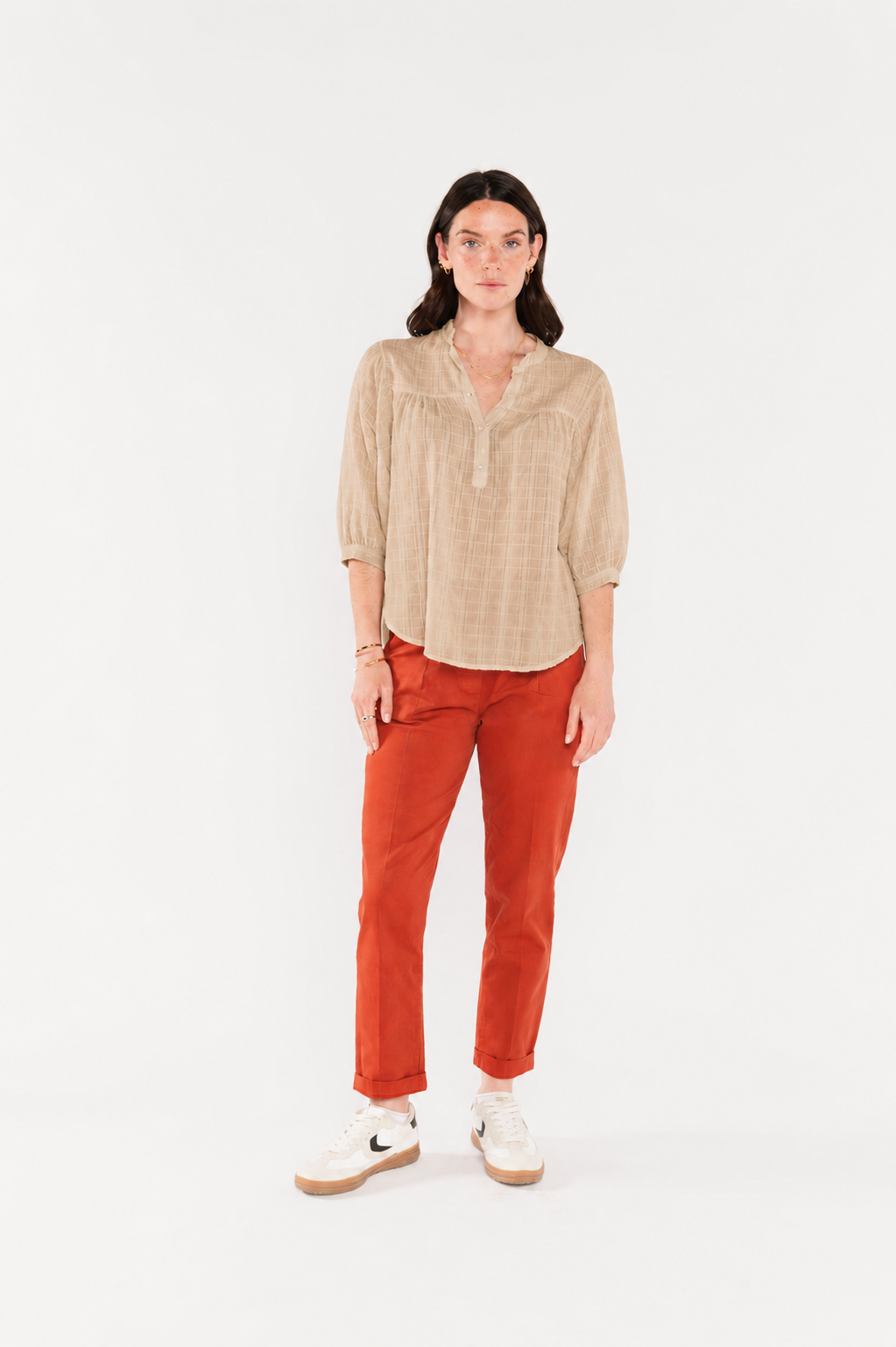 BLOUSE EN VOILE DE COTON ÈVE-LINE BEIGE