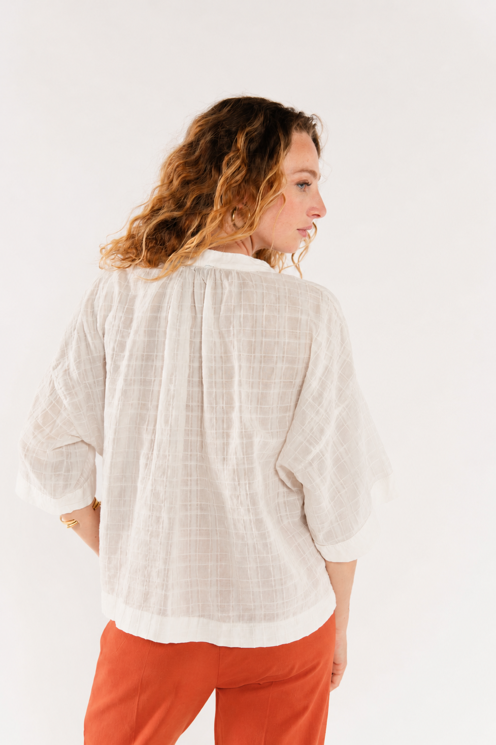 BLOUSE EN VOILE DE COTON ÉLARA ÉCRU
