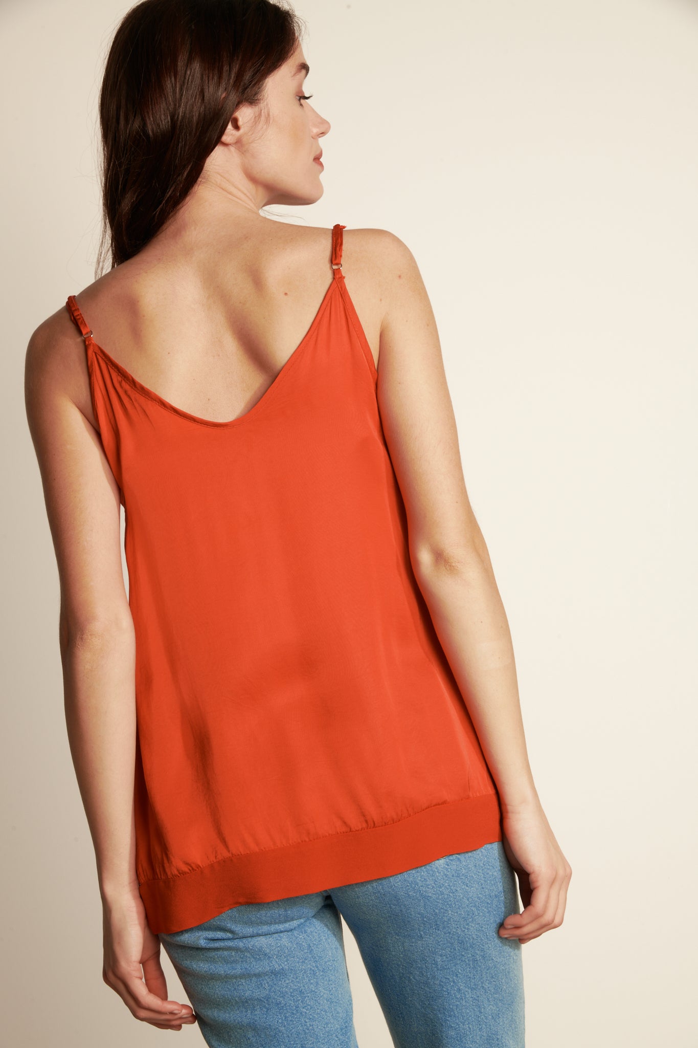 SLIKY TWO-MATERIAL Camisole (F2561T05Q07Q) - ORANGEADE