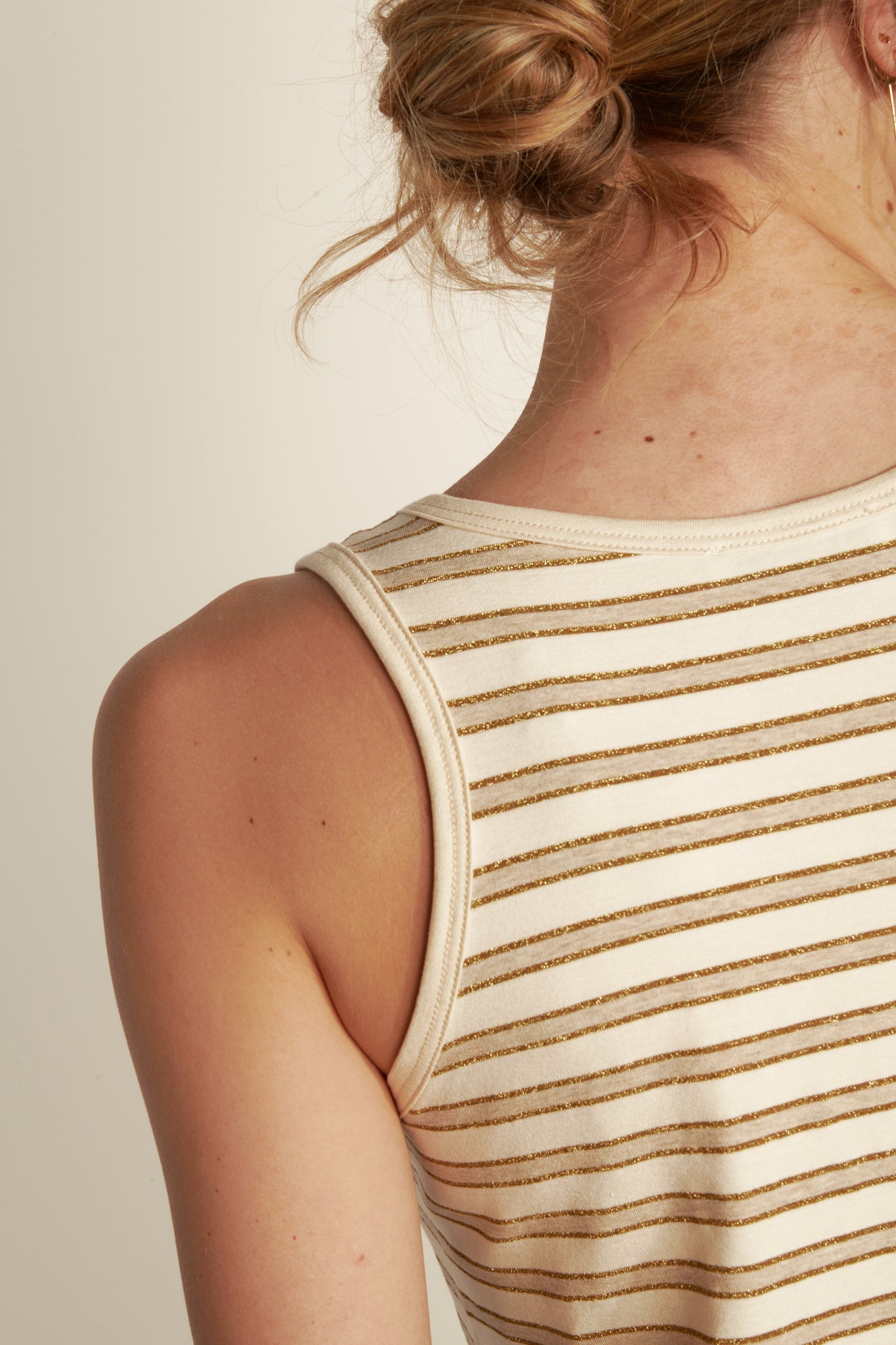 STRIPED JERSEY TANK TOP - SAND