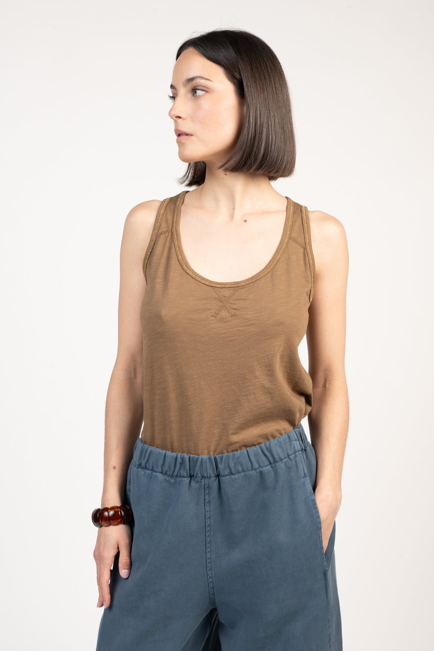 DÉBARDEUR ÉLISE COTON MODAL MARRON