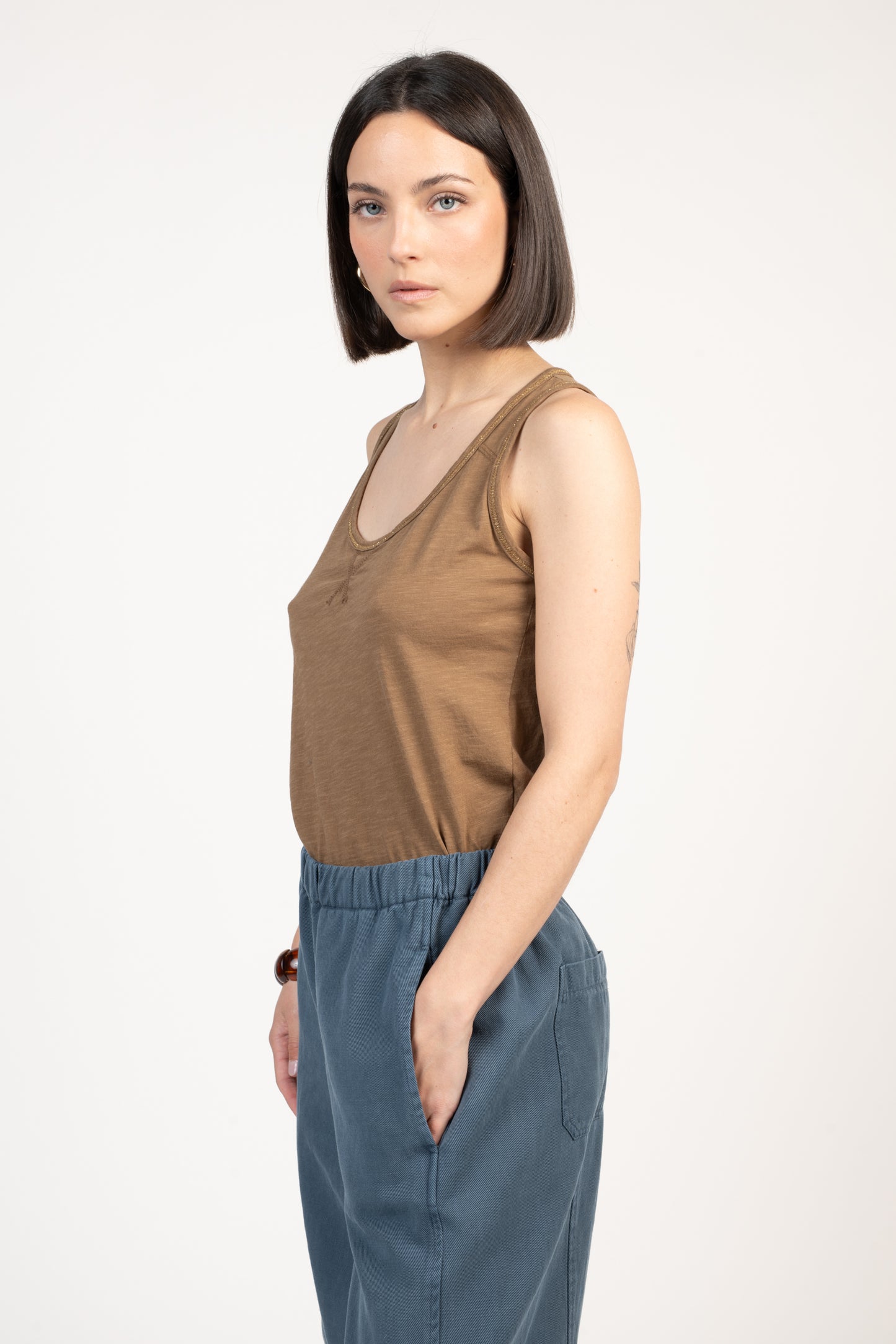 DÉBARDEUR ÉLISE COTON MODAL MARRON