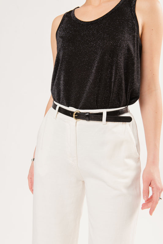 CEINTURE CUIR NOIR BRILLANT FERNANDE