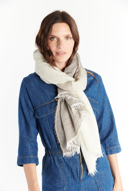 ECHARPE TRICOLORE DAMIENNE NATUREL CHINE