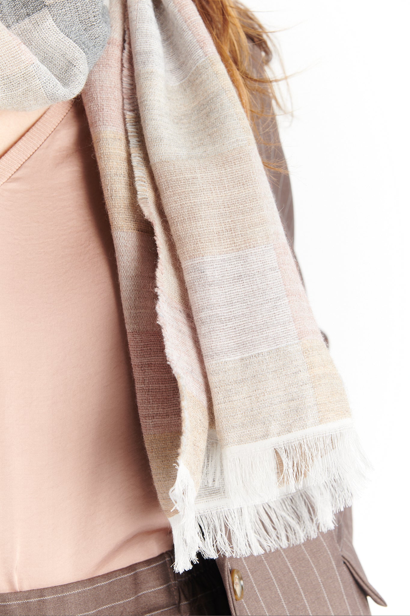 ÉCHARPE CARREAUX DALINOR MIX ROSE